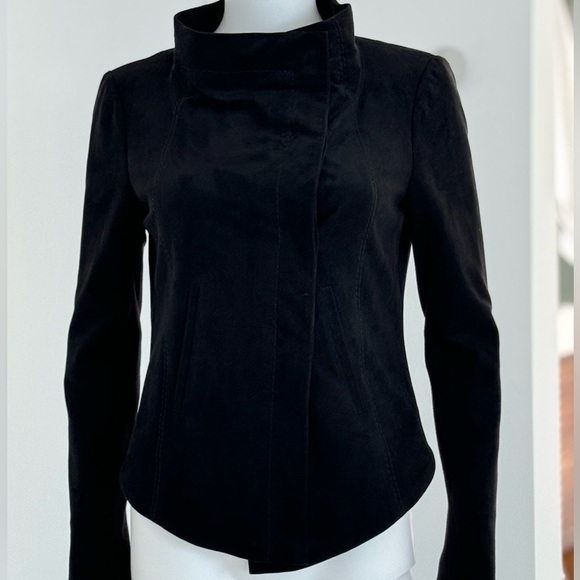 BCBG MaxAzria Drea Faux Suede Moto Jacket Black size XS - Picture 2 of 9